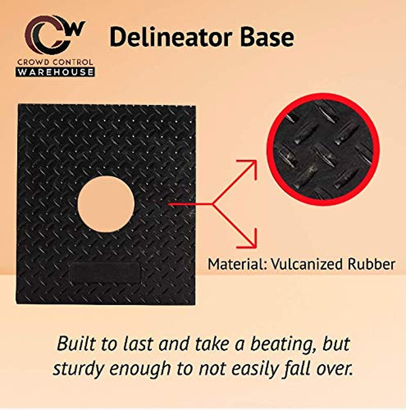 Set of 2 Reflective 45″ Delineator Posts with Removable Rubber Base – Black
