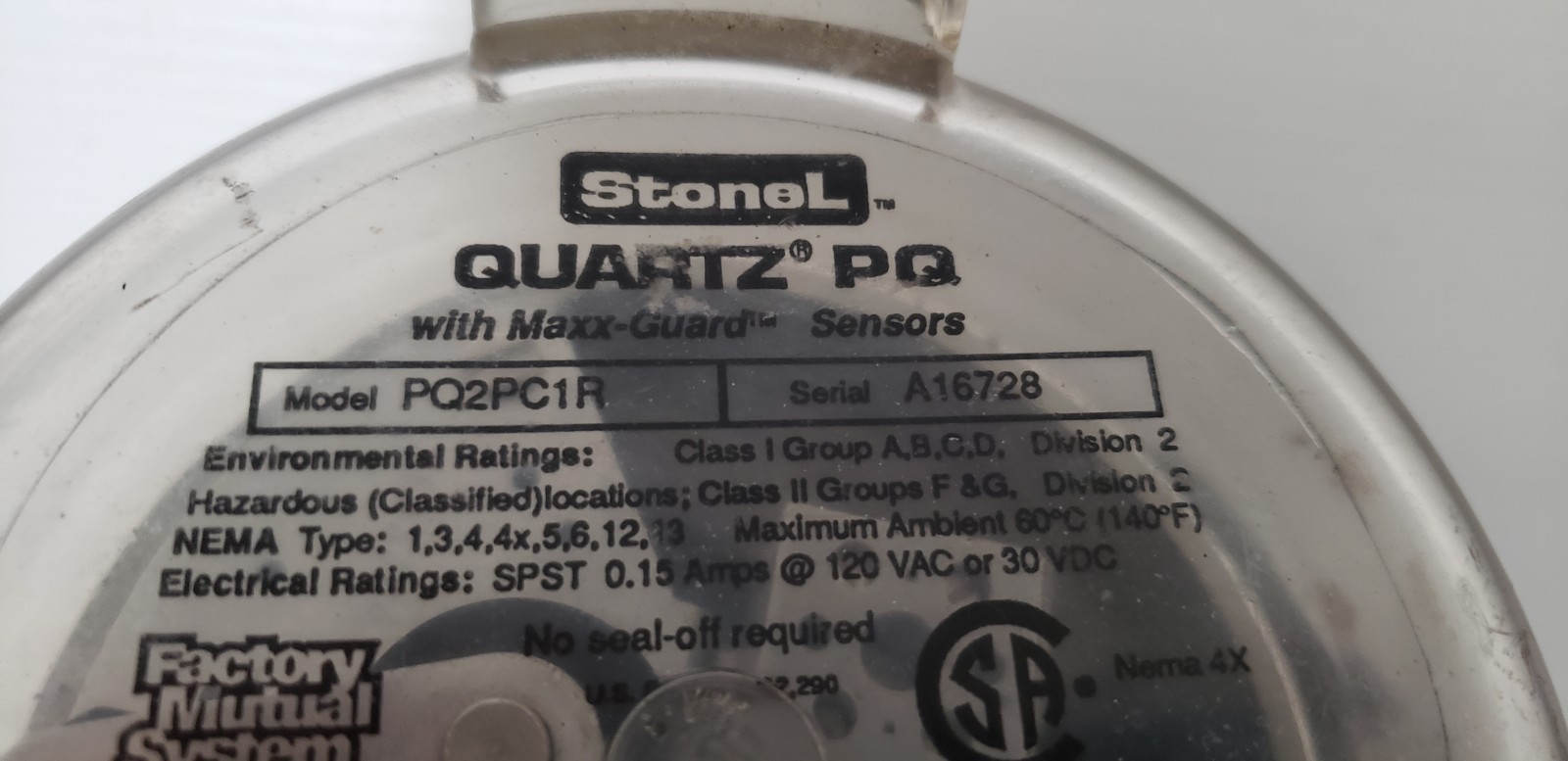 STONEL PQ2PC1R QUARTZ PQ VALVE POSITION INDICATOR, MAXX-GUARD SENSOR