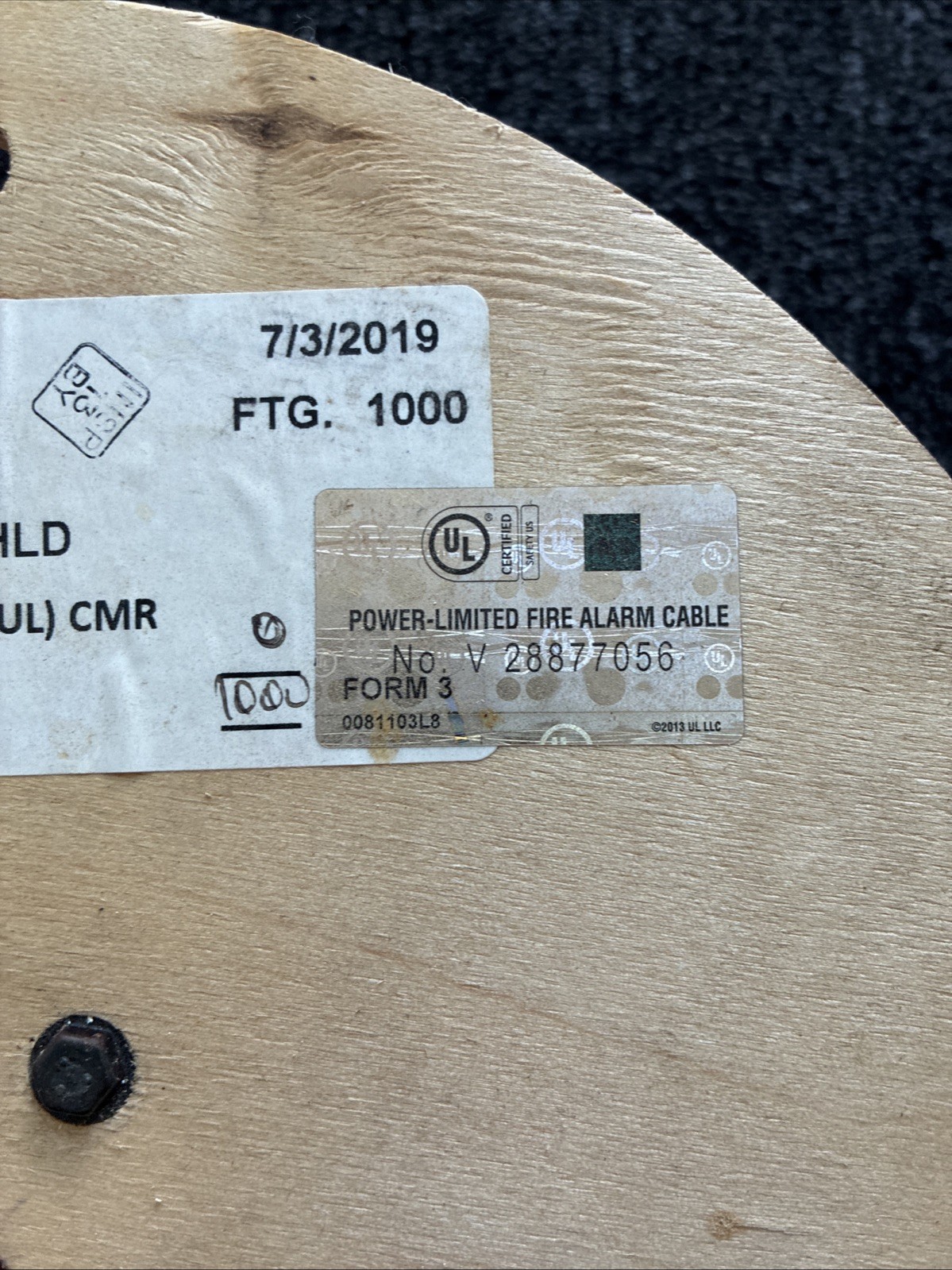 E179335 18 AWG 2 Conductor Wire Fire Alarm Cable 1000ft -Red Certified
