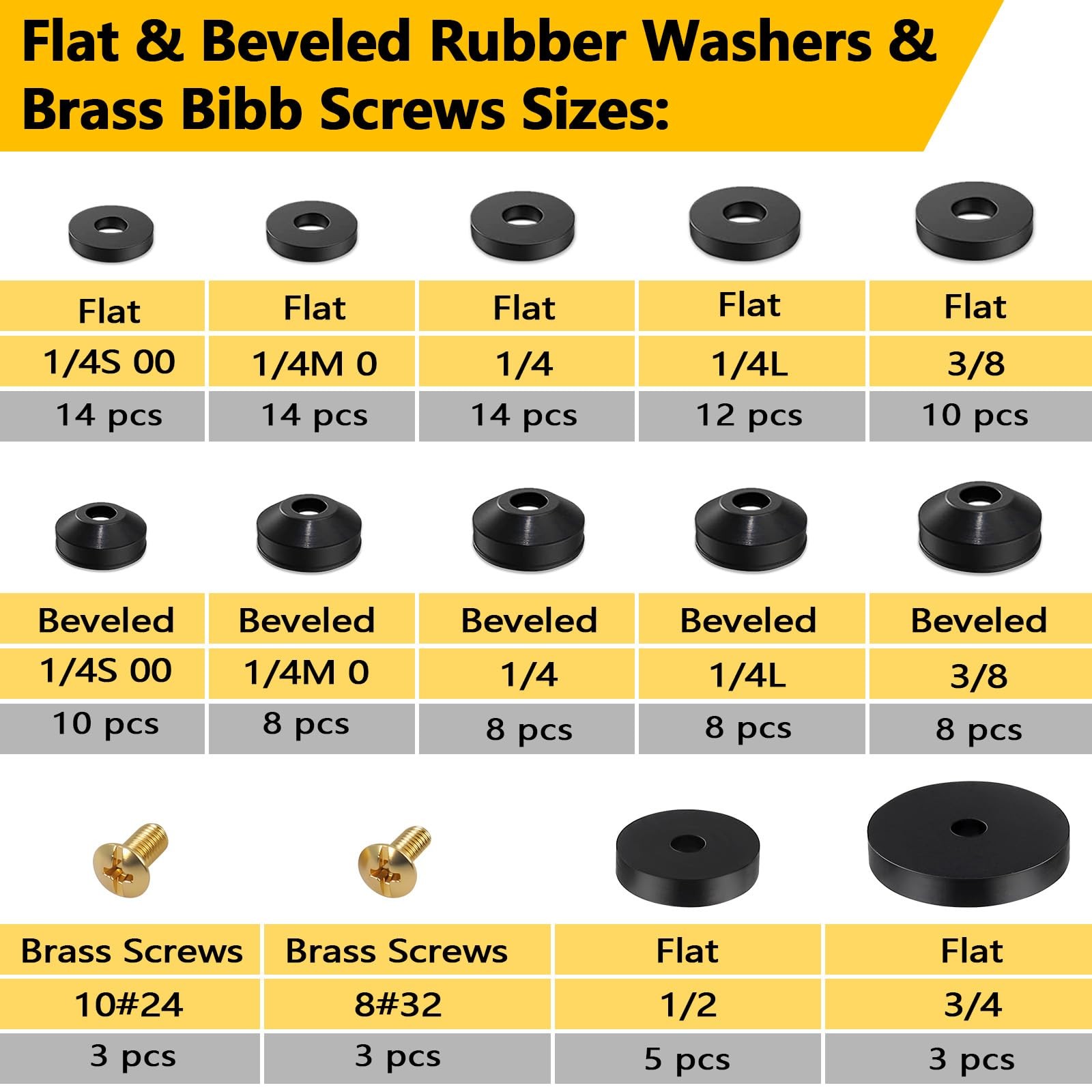NBRINGO 160 Pieces Hose Bib Washer & Faucet Washers Assorted Kit 14, Black