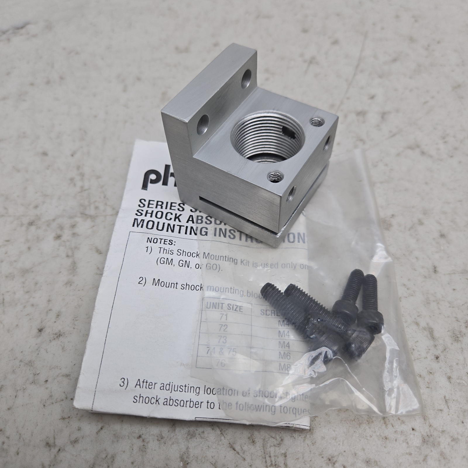 Phd 57034-02 Shock Absorber Mounting Kit For SK and SL Slides New See Pictures