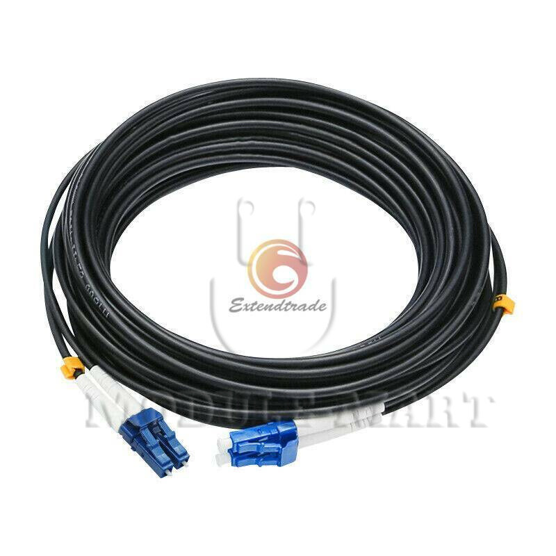 10M Black Armored Fiber Cable Duplex Fiber Optic Patch Cord LC-LC UPC SM 9/125