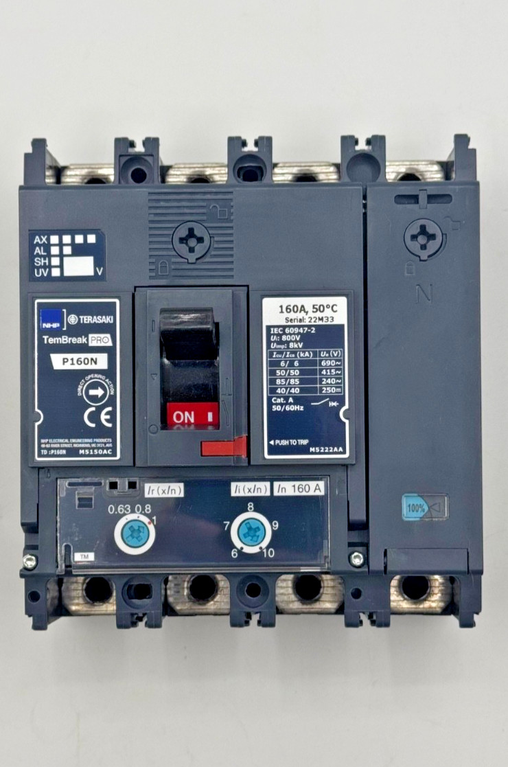 MCCB 160A 4P P160N24160TM TERASAKI 50KA 50/60HZ TEMBREAK THERMAL TRIP NEW