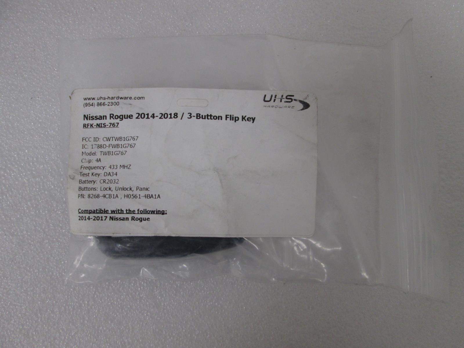 UHS HARDWARE RFK-NIS-767 NISSAN ROGUE 2014-2018 3-BUTTON FLIP KEY