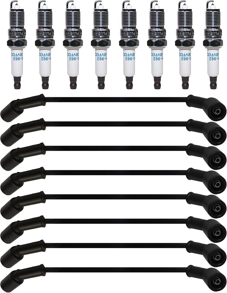 8pcs Tune Up Kit 9748HH 41-962 Spark Plugs & Wires for Chevy GMC V8 4.8 5.3 6.0