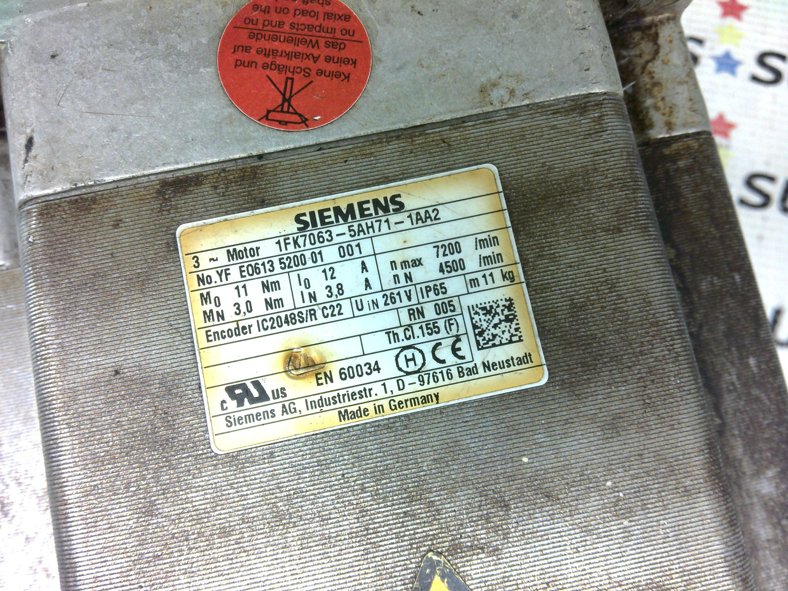 USSP Siemens Servo Motor 1FK7063-5AH71-1AA2 1FK70635AH711AA2