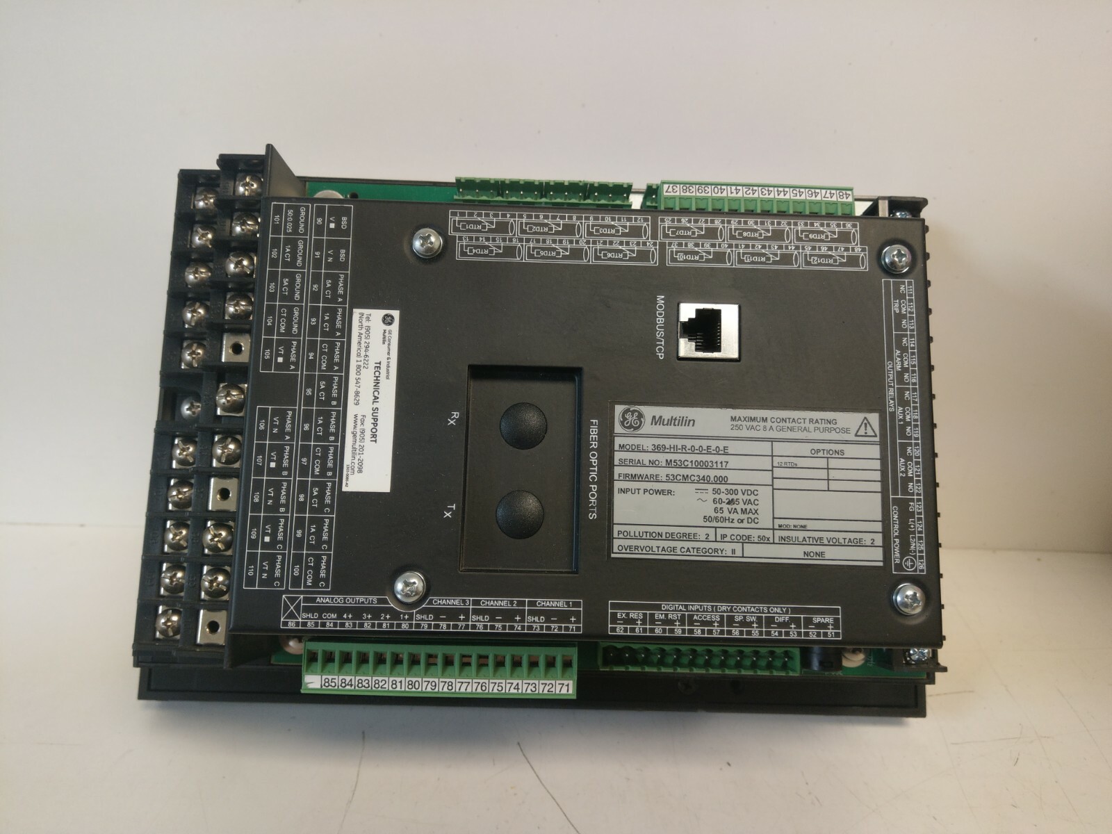 FOR PARTS! GENERAL ELECTRIC MOTOR 485MA MANAGEMENT RELAY 369-HI-R-0-0-E-0-E