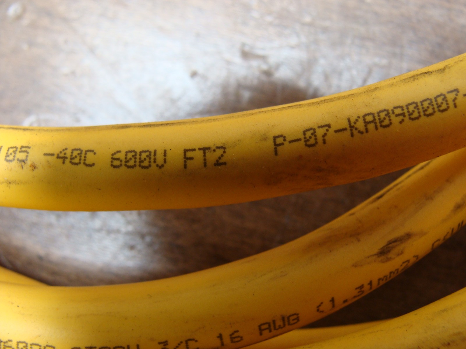 TURCK INDUSTRIAL CONNECTOR CABLE P-07-KA090007-1-MSHR 16AWG 600V 16FT