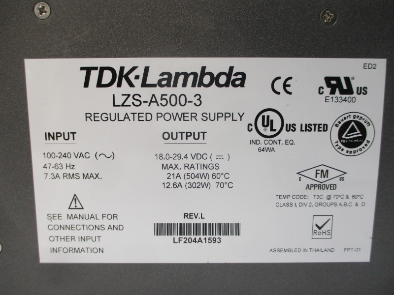 TDK-LAMBDA LZS-A500-3 100-240VAC 7.3A REV. L NSNP