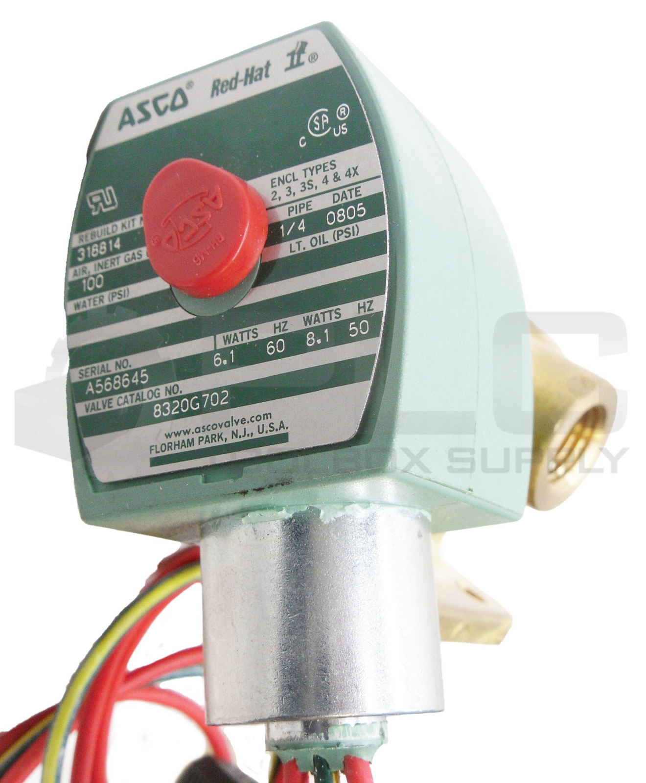 ASCO RED HAT 8320G702 SOLENOID VALVE W/ MP-C-080 COIL 238210-032-D W/ HBL5266C