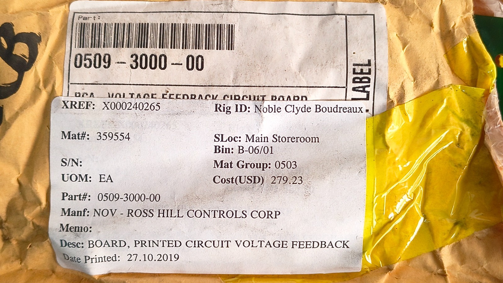 ROSS HILL NOV 0509-3000-0 REV B VOLTAGE FEEDBACK PCB