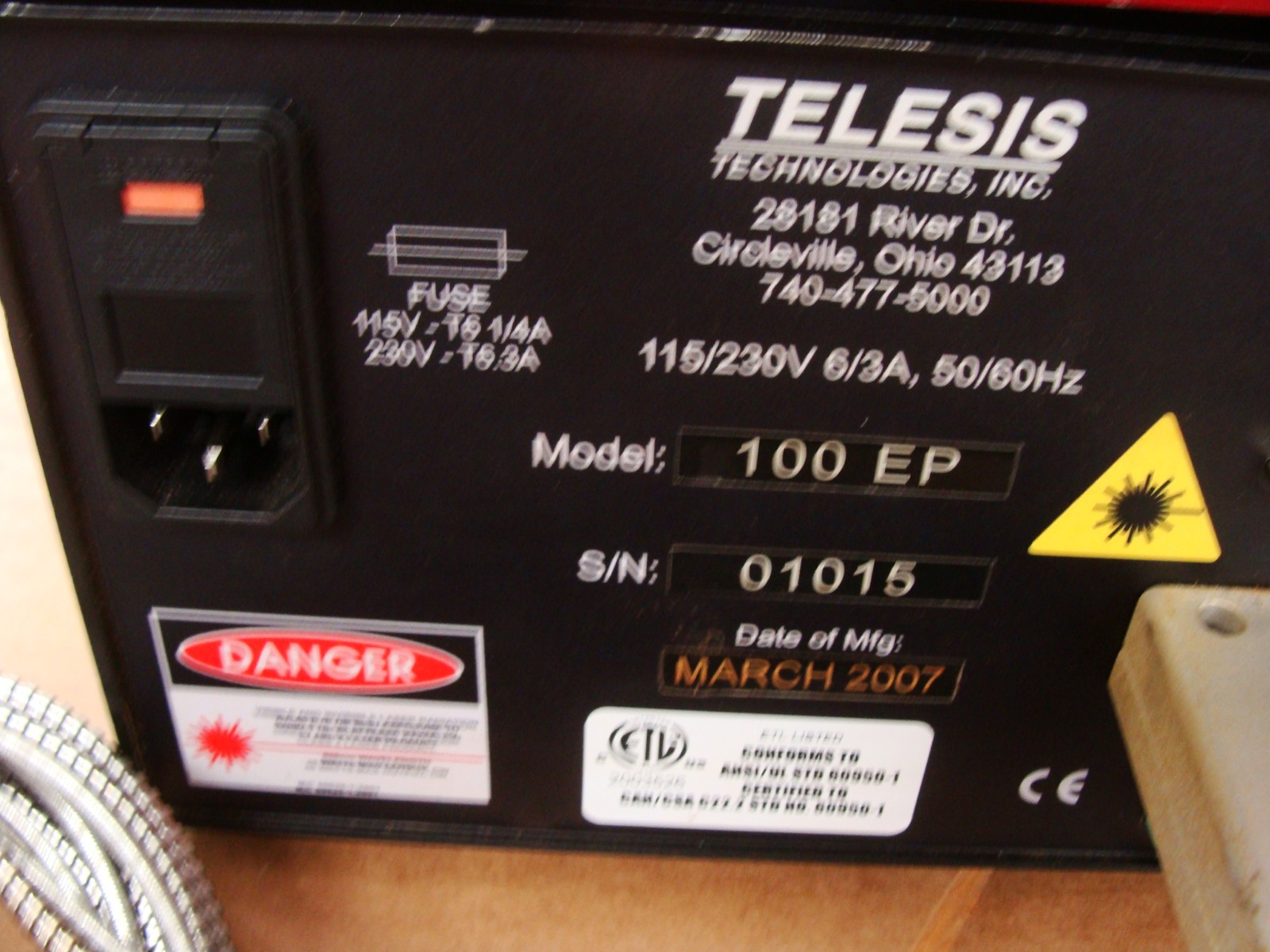 TELESIS TLM SERIES DIODE-PUMPED LASER SYSTEM TLM 100EP