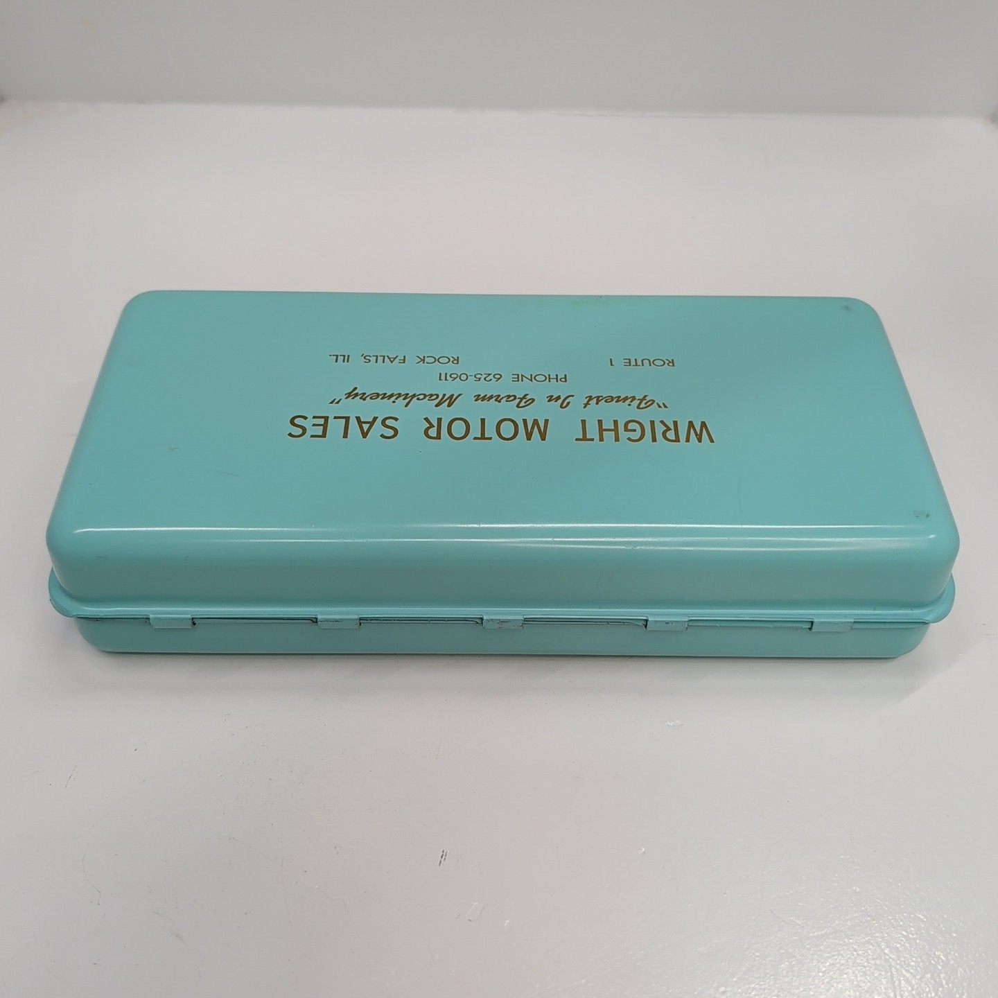 Vintage Metal Cash Lock Box Wright Motor Sales Rock Falls Illinois No Key Farm