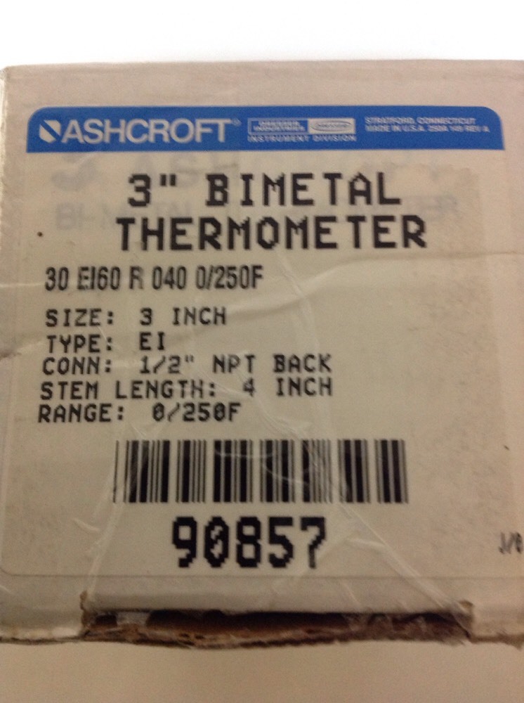 ASHCROFT 3″ Bimetal Thermometer Range 0/250F 30EI60R040