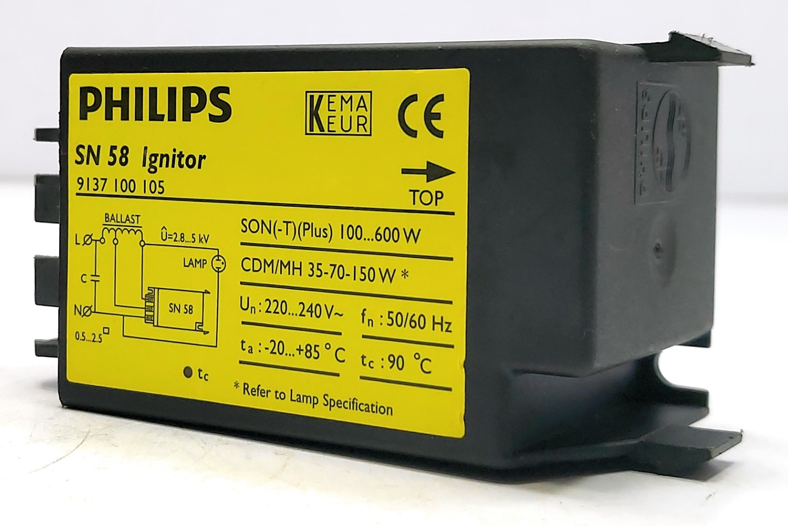 PHILIPS SN 58 Ignitor Starter for HID Lamps 220-240V 50/60Hz 9137 100 105
