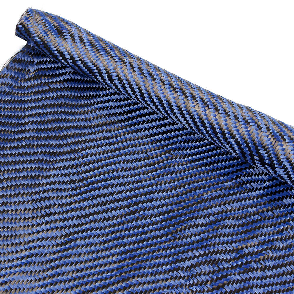 12″ x 5FT Twill Weave Carbon Fiber Fabric Cloth Black Blue(3K, 9.1oz, 59″ x 12″)