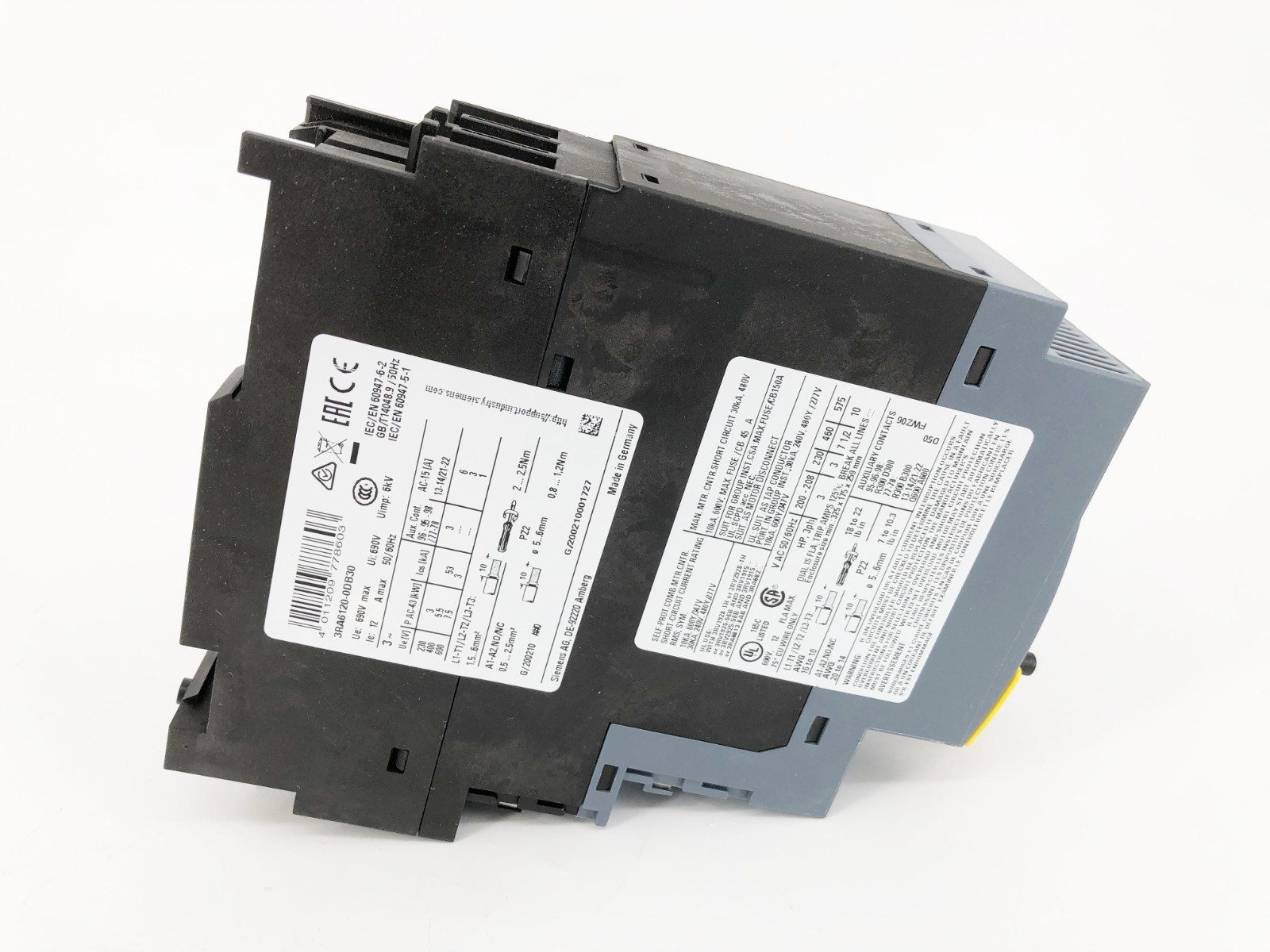 New Siemens 3RA6120-0DB30 Compact Load Feeder 690V 24VAC/DC 3-12A