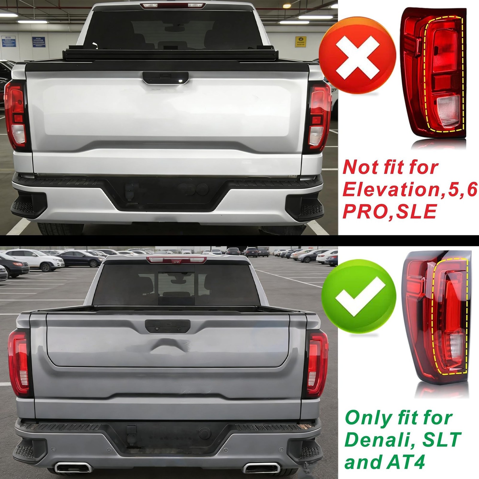 Narpes-Tail Light Rear Lamp Protective Guards Decoration Fit for GMC Sierra 1…