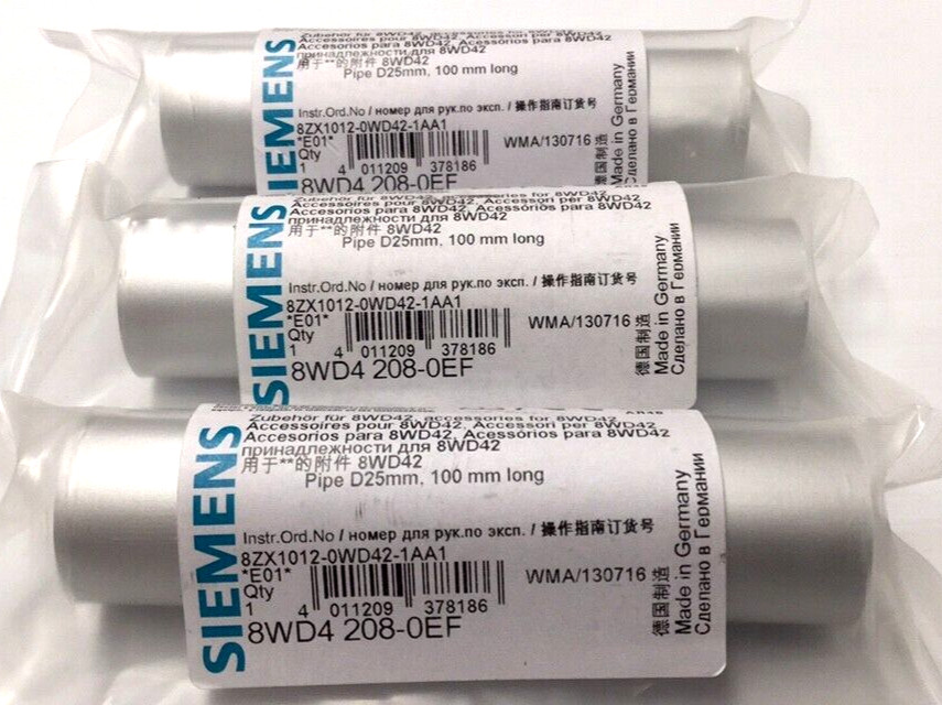 Siemens 8WD4 208-0EF Extension Tube 25mm ID 100mm Length 8WD42080EF (Pack Of 3)