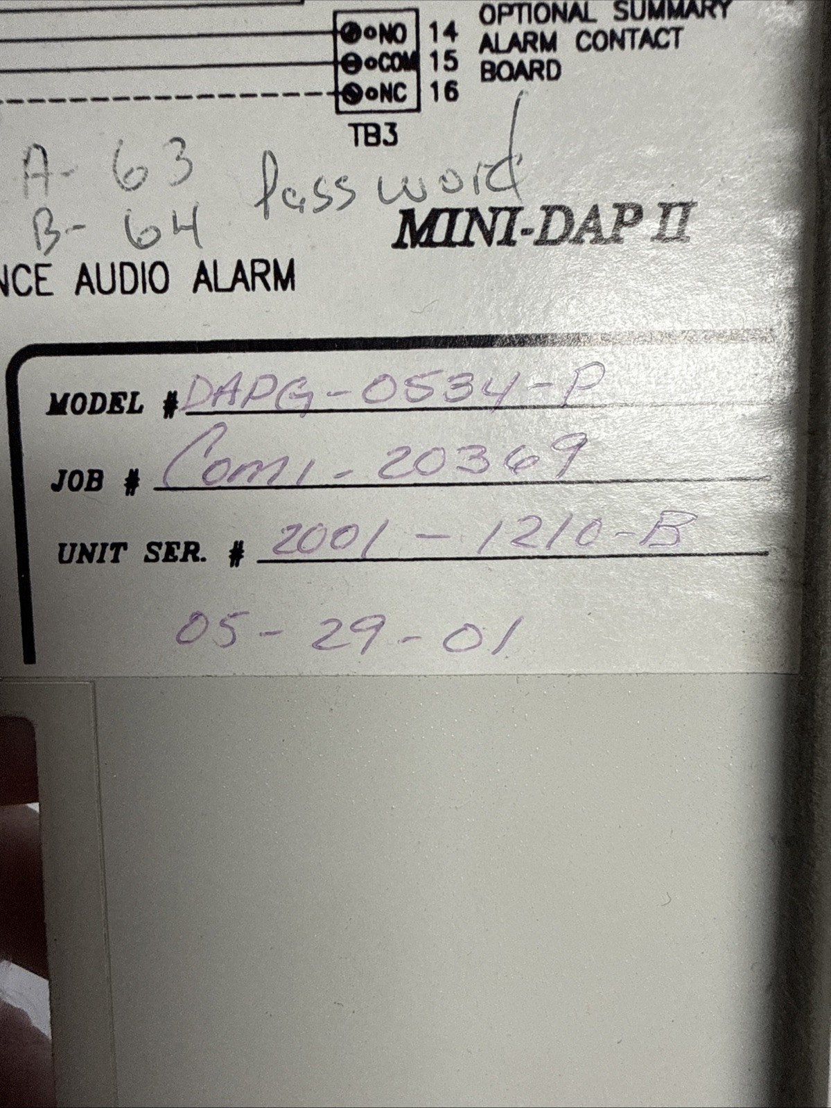 Data Aire Inc. MINI DAP II Alarm Processor Control Interface DAPG-0534-P