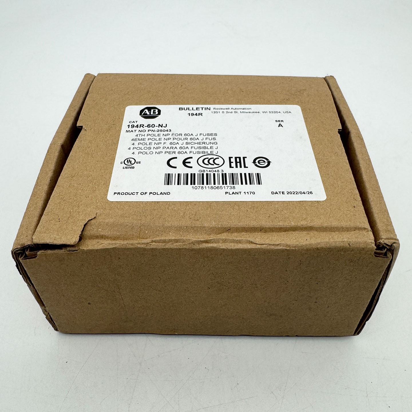 194R-60-NJ 194R 60 Ampere 4th Power Pole Module New Original 194R60NJ