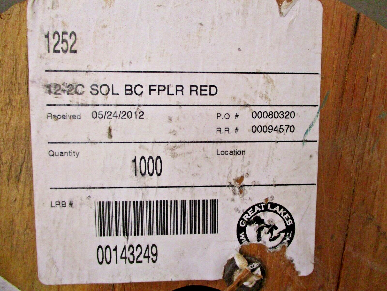 Power-Limited Fire Alarm Cable No. EG962292 1252 12-2C SOL BC FPLR RED A5962LR