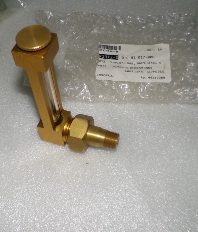 Gits 15421 Liquid Level Gauge Aluminum Gold Anodize Glass3/8-18 Thread 5″ H NEW
