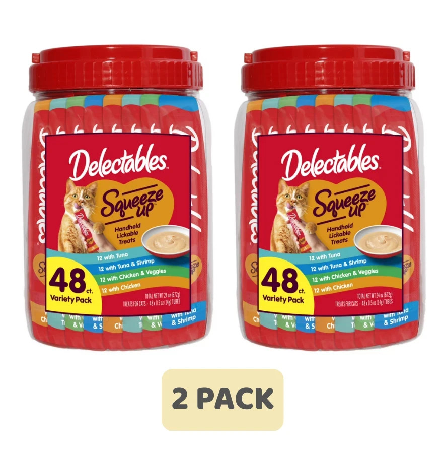 Hartz Delectables Squeeze Up Variety Pack Lickable Wet Cat Treats, 0.5 oz, 96 ct