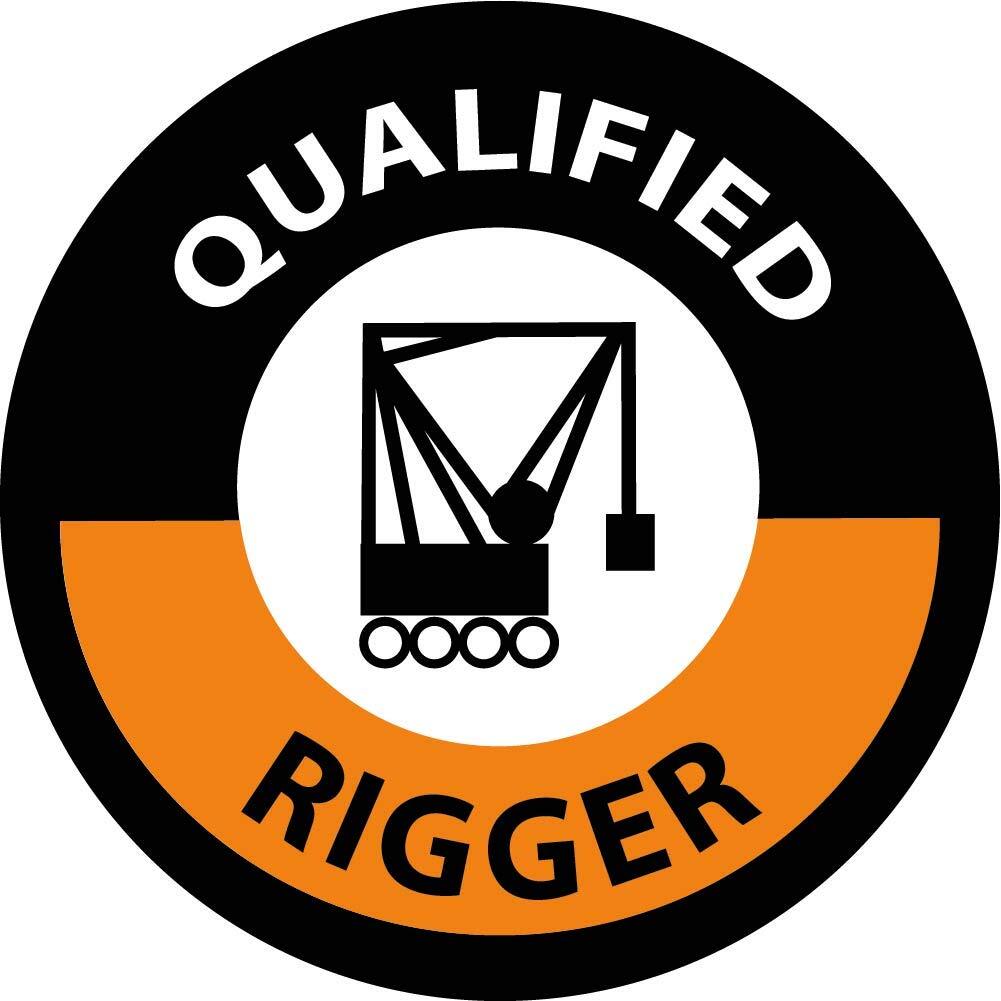 NMC HH117R Safety Sign Hard Hat Label Qualified Rigger Graphic 2″Dia. Reflective