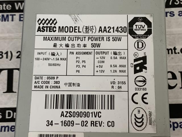 Lot of (3) Astec Power Supply – 34-1609-02 – AA21430 w/Warranty