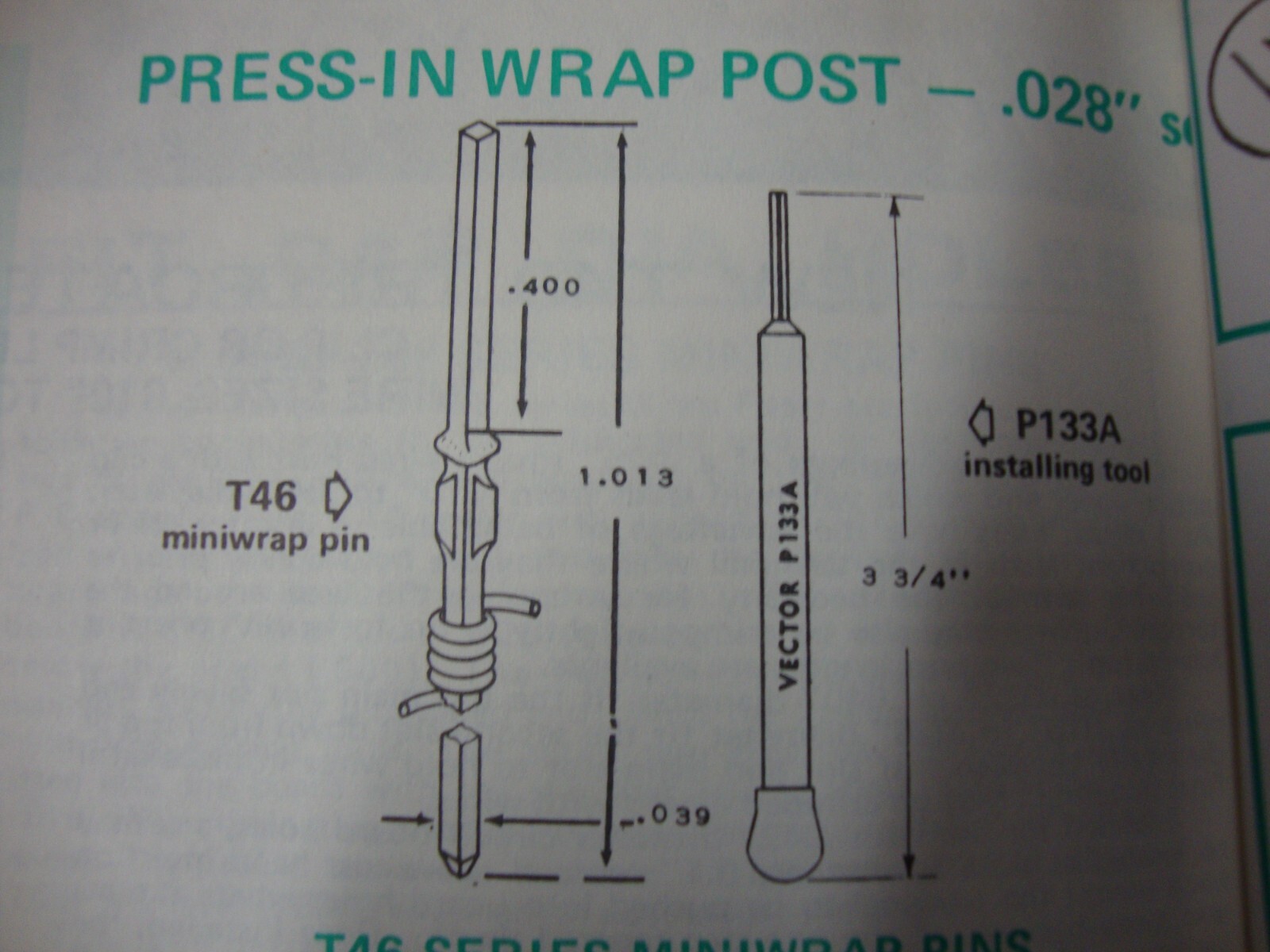 T46-4A-9 Vector Electronics wrap post gold plated phosphor bronze qty. 100