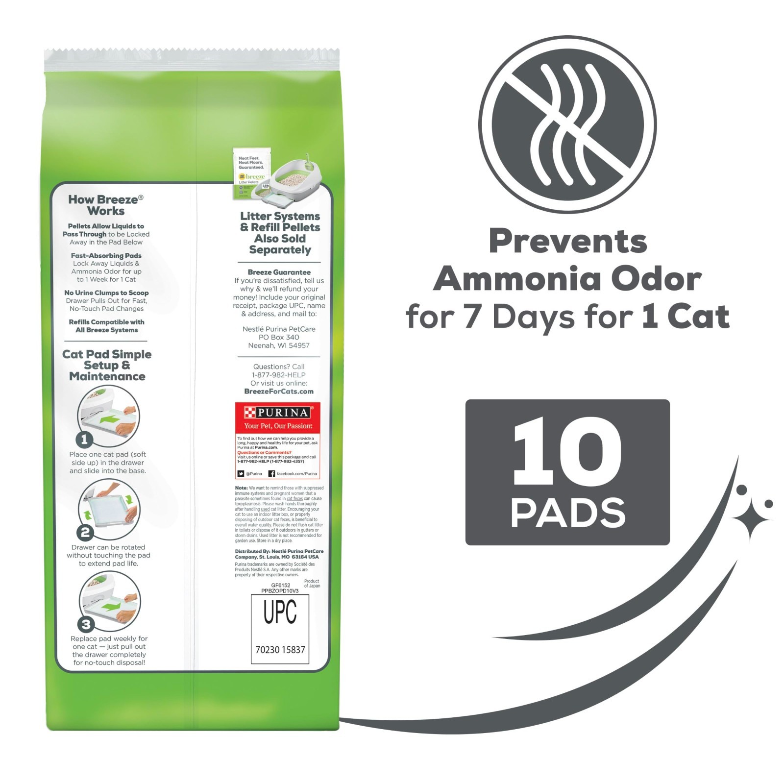 Purina Tidy Cats Breeze Litter System Cat Pad Refills 10ct. Pack Tidy Cats,4PACK
