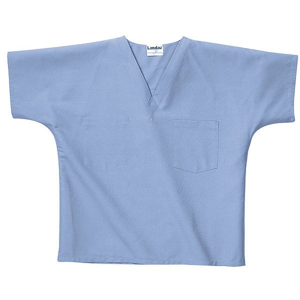 Landau 7502Bnplrg Scrub Shirt, Cotton/Polyester, Short Sleeve, 2 Pockets,