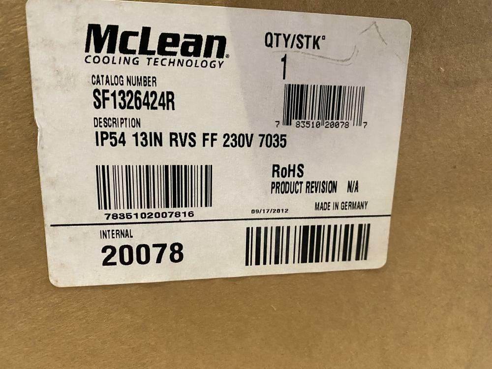 MCLEAN / HOFFMAN COOLING FAN # SF-1326-424R 230VAC 1PH. 175WATTS IP54 NEW!