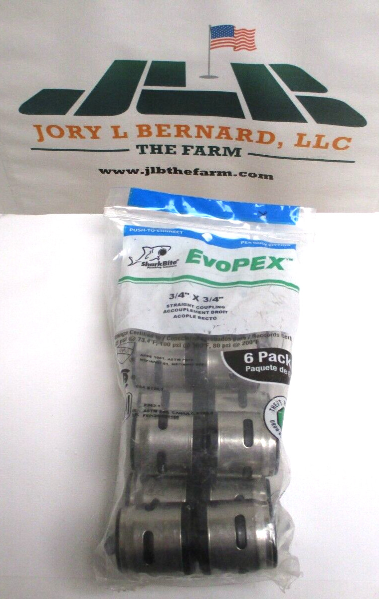 SHARKBITE , EVOPEX , K016A6 , 3/4″ STRAIGHT COUPLING , LOT OF 12 , SURPLUS