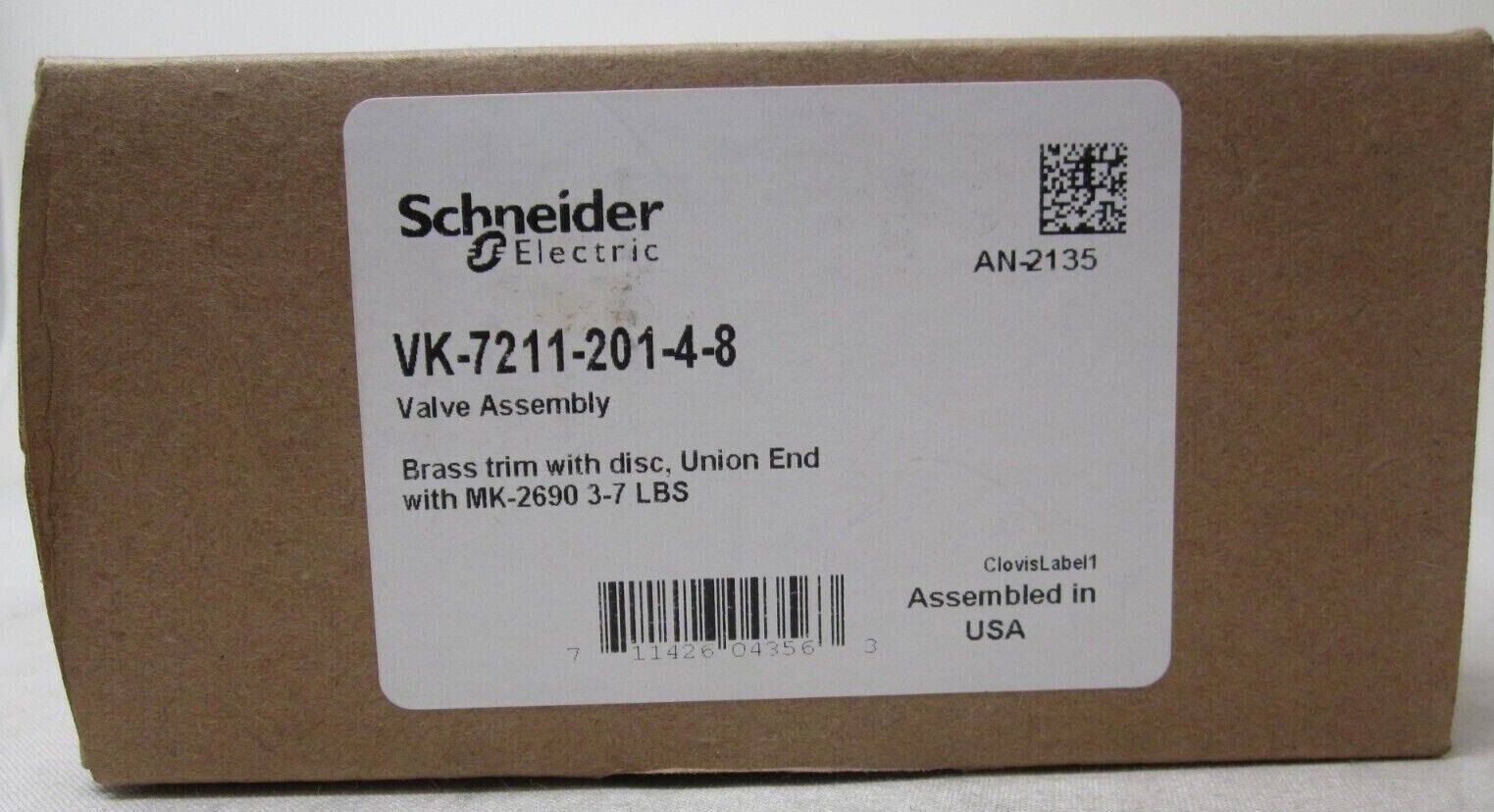 BARBER COLMAN VK-7211-201-4-8 1in. Normally Open Union Valve