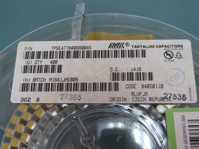 AVX TPSE477K006R0045 Qty of 15 per Lot C 470UF 6V30 10% T TYP E