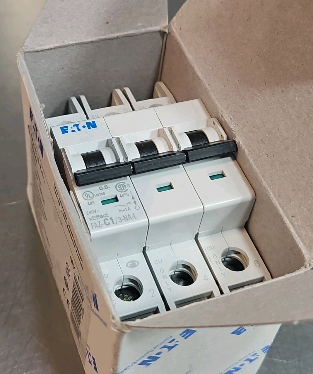 Eaton FAZ-C1/3-NA-L Circuit Breaker 1A 3P 240VAC Loc4C16