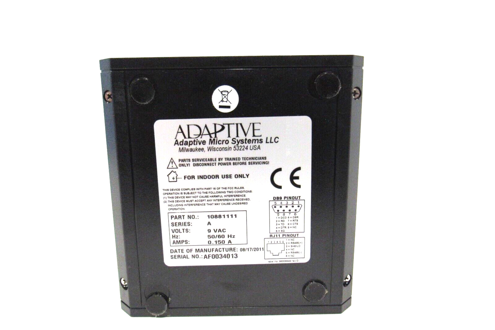 NEW ADAPTIVE MICRO SYSTEMS 10881111 RS-232/RS-485 CONVERTER