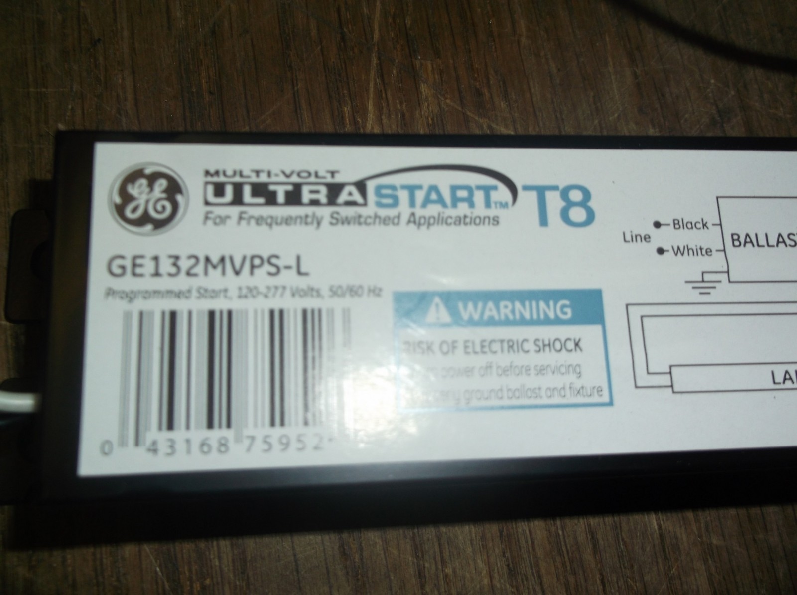 NEW GE Multi-Volt GE132MVPS-L T8 Ballast 120-277V 75952 *FREE SHIPPING*