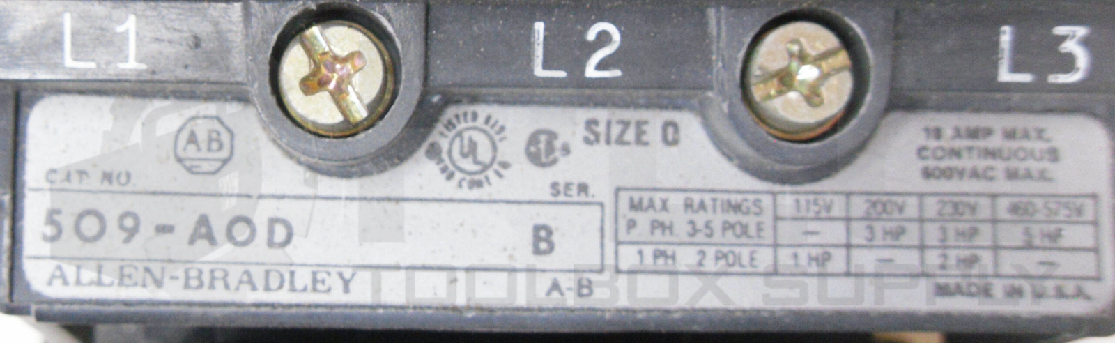 ALLEN BRADLEY 509-AOD /B W/ CB236 W/ 42185-800-01 W/ 595-AB /B W/ W52 509-A0D
