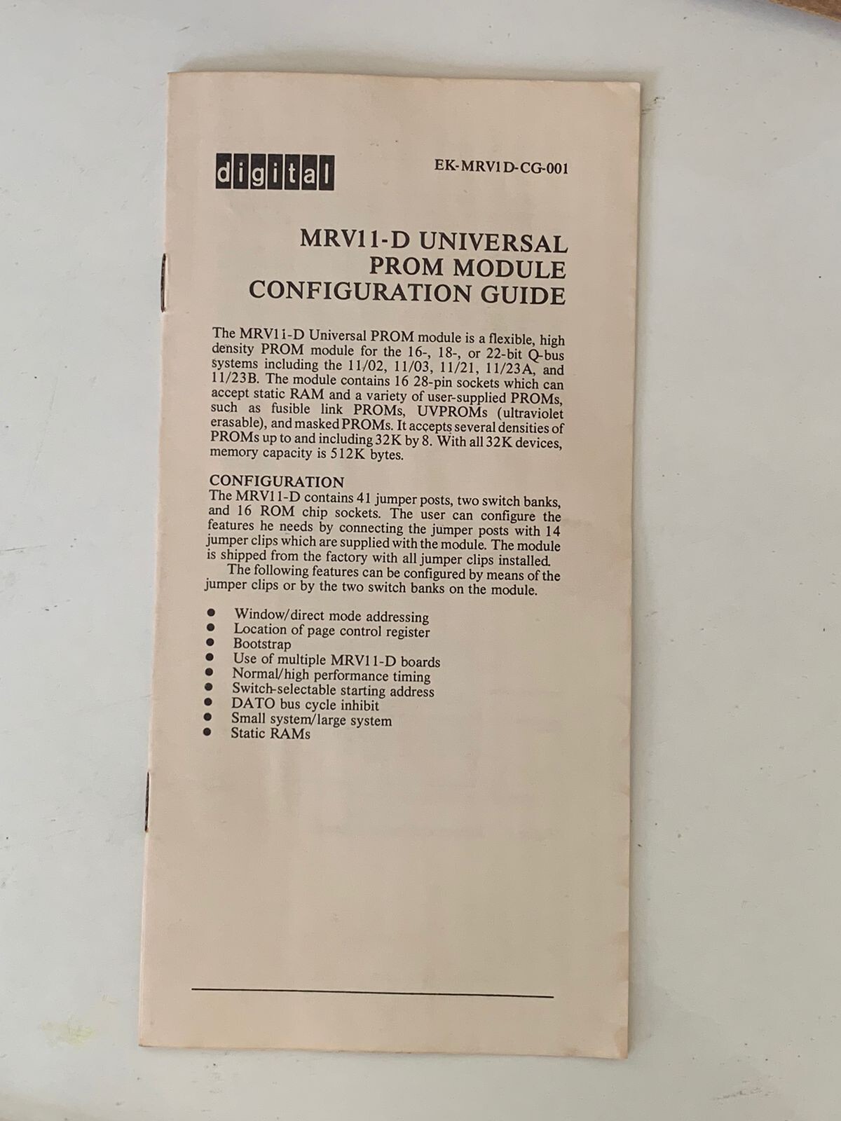 Digital Equipment Corp. / Universal PROM Module / MRV11-D / M8578