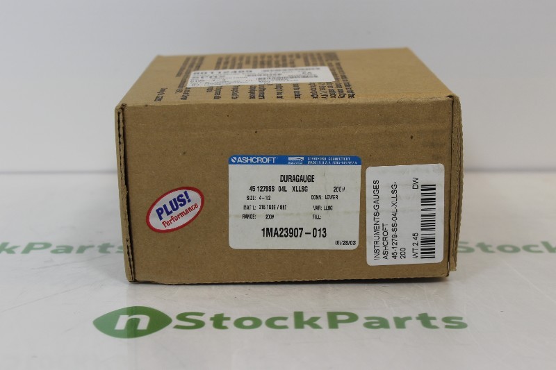 ASHCROFT 45 1279 SS 04L XLLSG 200# NSFB – PRESSURE GAUGE CONNECTION SIZE: 1/2″