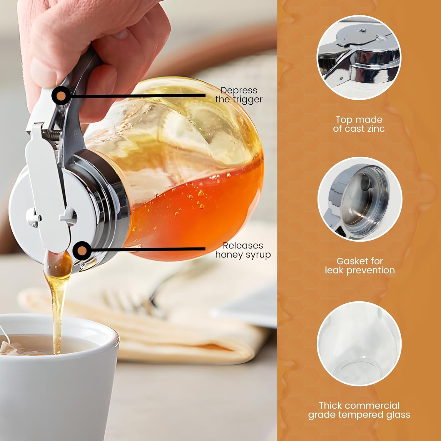OCS Parts 12-Pack 5.75″ 14 Ounce Glass Syrup Dispensers with Dispensing Lever