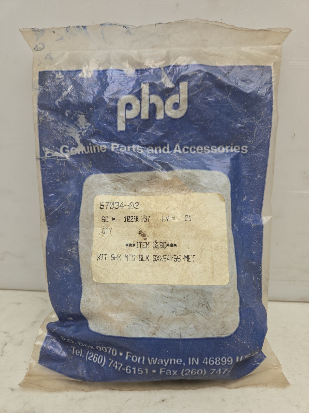 Phd 57034-02 Shock Absorber Mounting Kit For SK and SL Slides New See Pictures
