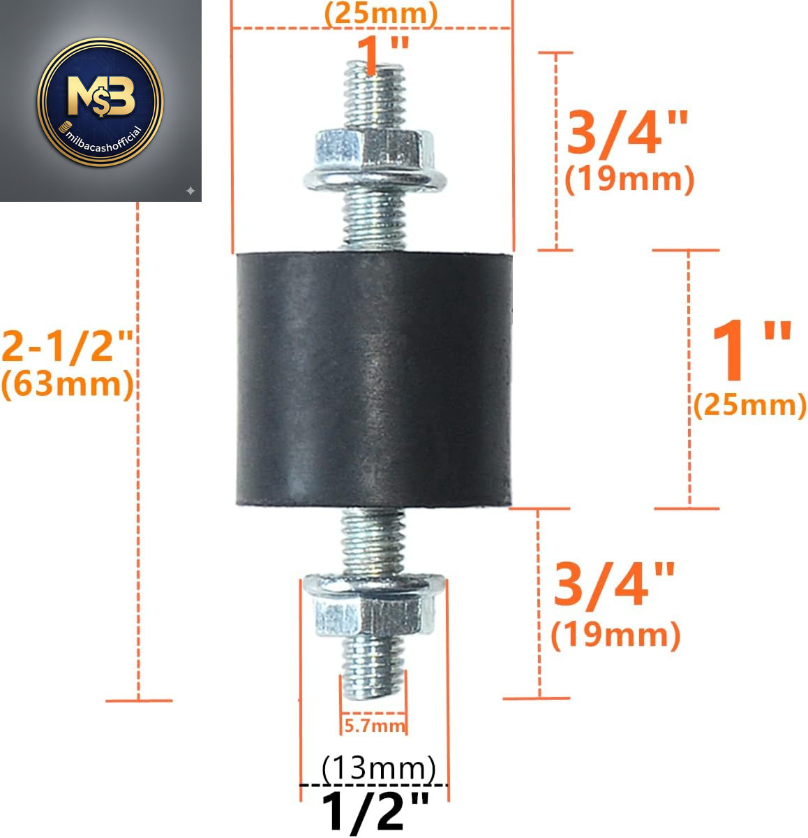 4Pcs 25 X 25Mm Rubber Mounts Rubber Vibration Isolator Mounts Shock Absorber wit