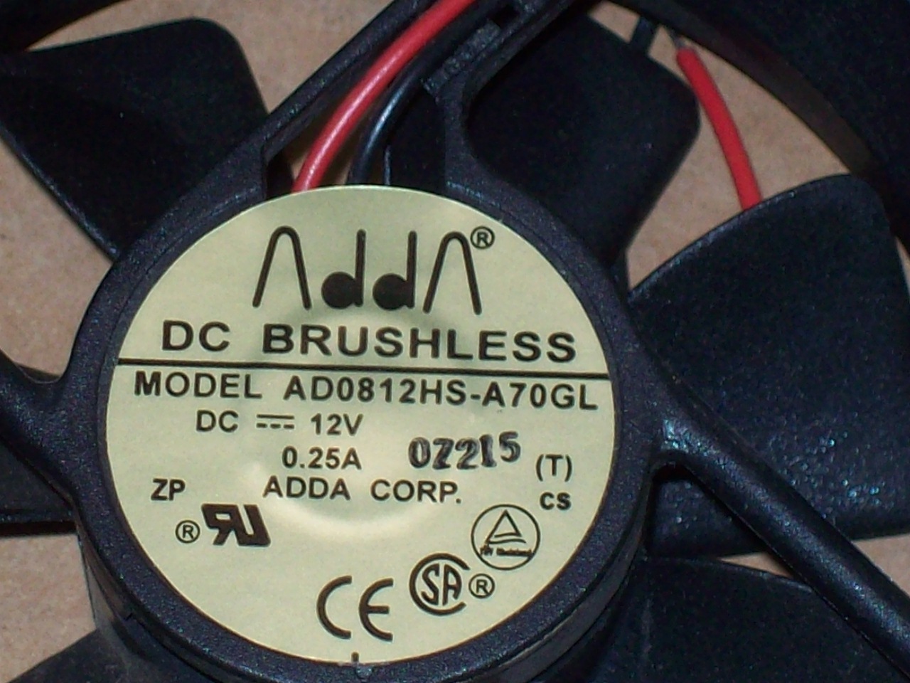 NEW ADDA AD0812HS-A70GL FAN 12VDC 250ma 23W 38.6 CFM 80mmSQ x 25mm 3010 RPM P407