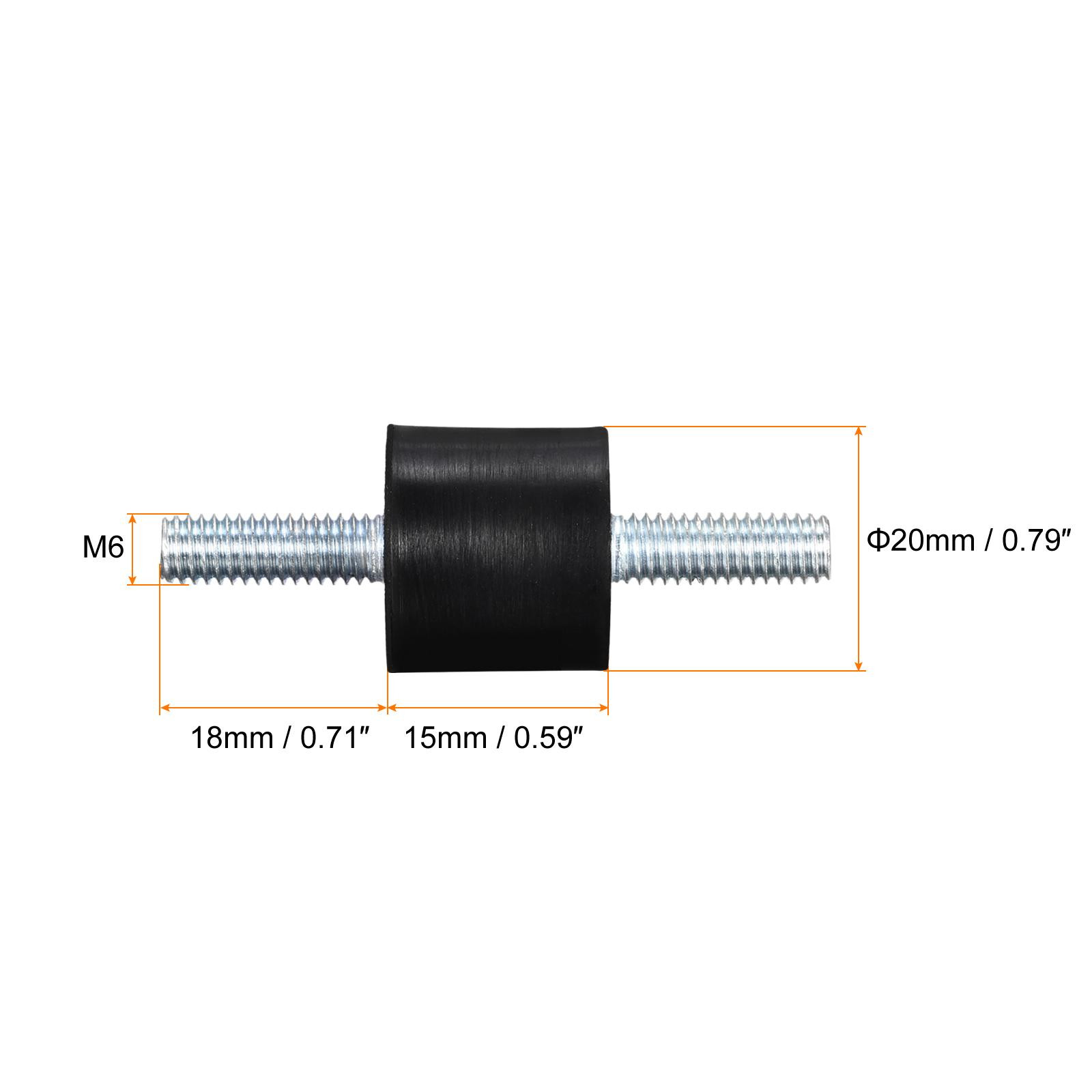 Rubber Mounts 6pcs M6x18mm Male Vibration Isolator Shock Absorber D20mmxH15mm