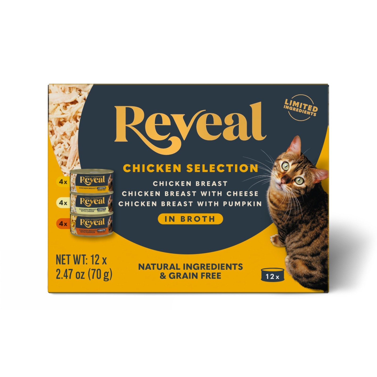 3 PACK Reveal Chicken Variety Pack Wet Cat Food in Broth 12-ct, 3-Flavor