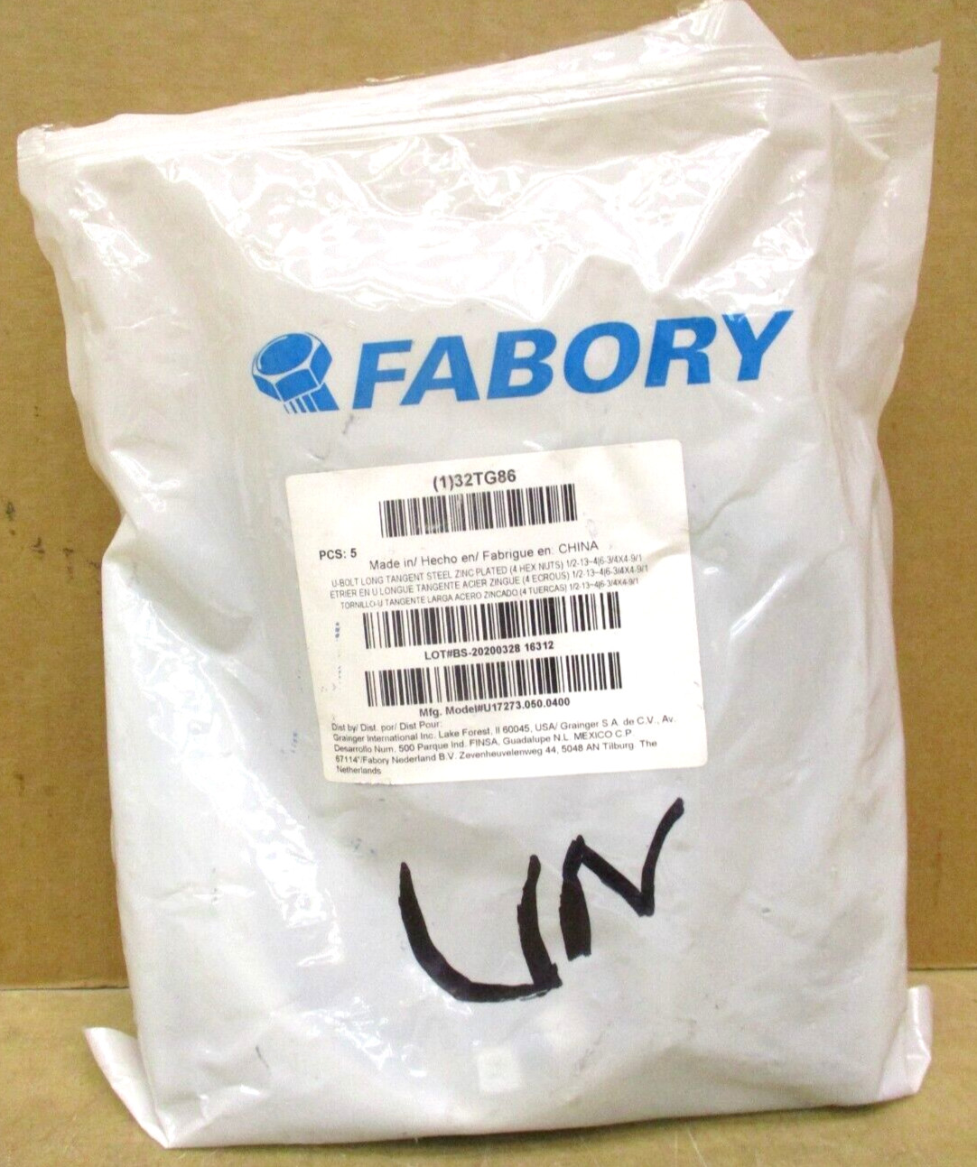 Fabory 32TG86 U-Bolt Long Tangent Steel Zinc Plated Lot of 9 Pieces 48735LIN